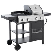 2+2 Combinación de parrilla de gas multifuncional y parrilla cubierta para cocinar al aire libre: barbacoa, barbacoa, pizza