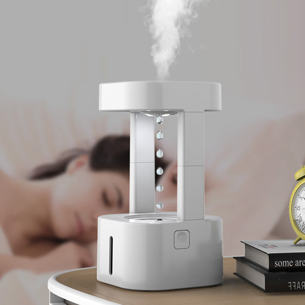 Humidificador de aire acondicionado con forma de gota de agua antigravedad, creativo, silencioso, para el hogar, dormitorio y oficina, con tanque de agua de 580 ml.