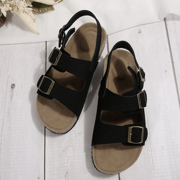 Sandalias de playa de corcho estilo coreano para mujer