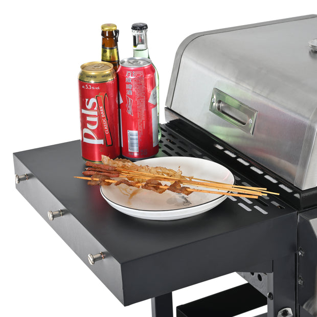 2+2 Combinación de parrilla de gas multifuncional y parrilla cubierta para cocinar al aire libre: barbacoa, barbacoa, pizza