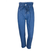 Vaqueros vintage de cintura alta con borlas y cargo gu para mujer, verano y otoño