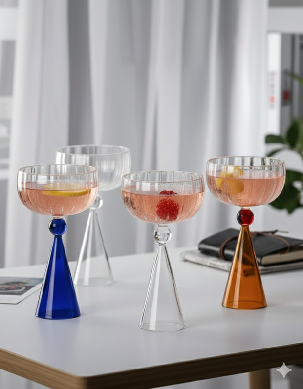 Copas de vino transparentes de vidrio de borosilicato