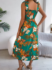 Vestido largo de verano con tirantes y estampado floral para mujer