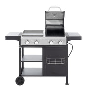2+2 Combinación de parrilla de gas multifuncional y parrilla cubierta para cocinar al aire libre: barbacoa, barbacoa, pizza