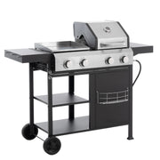 2+2 Combinación de parrilla de gas multifuncional y parrilla cubierta para cocinar al aire libre: barbacoa, barbacoa, pizza