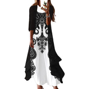 Vestido largo de dos piezas con estampado floral y mangas holgadas