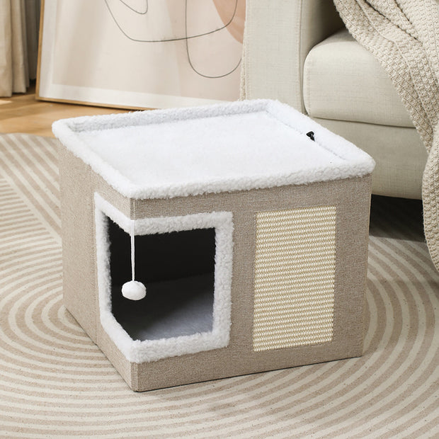 Taburete para mascotas, cama para mascotas, taburete de almacenamiento plegable para interiores, cama para gatos, cama para perros