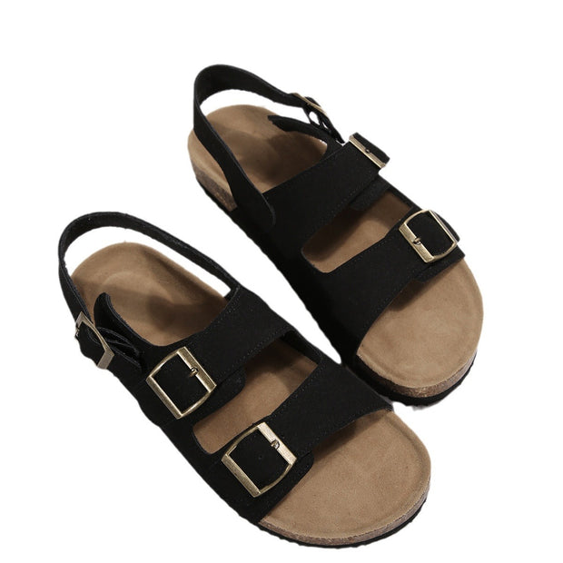 Sandalias de playa de corcho estilo coreano para mujer