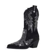 Botines con brillantes diamantes de imitación para mujer