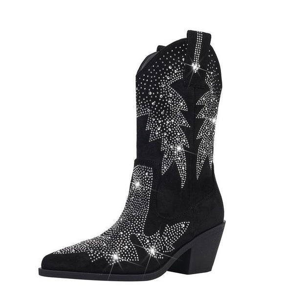Botines con brillantes diamantes de imitación para mujer