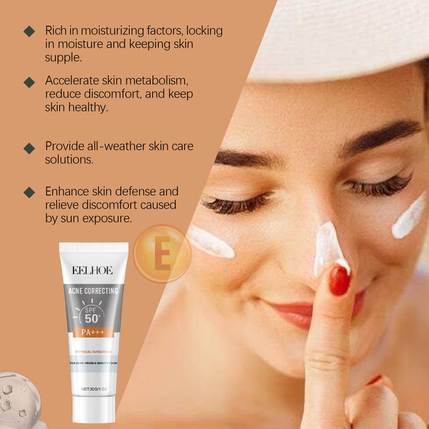 Protector solar físico EELHOE, bloqueador solar hidratante, cuidado facial, protector solar hidratante y nutritivo.