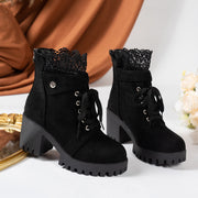 Botas Martin de estilo británico con cordones y tacón alto y tacón grueso