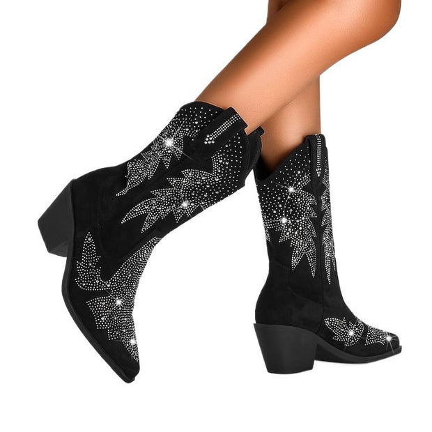 Botines con brillantes diamantes de imitación para mujer