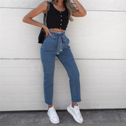 Vaqueros vintage de cintura alta con borlas y cargo gu para mujer, verano y otoño