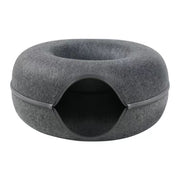 Cama para gatos de fieltro con forma de donut y cremallera