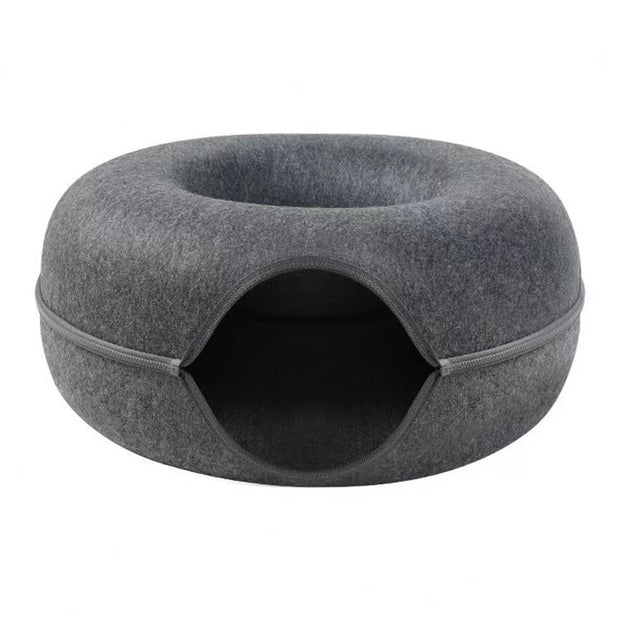 Cama para gatos de fieltro con forma de donut y cremallera