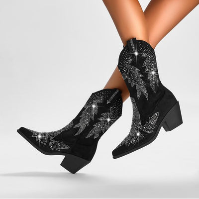 Botines con brillantes diamantes de imitación para mujer