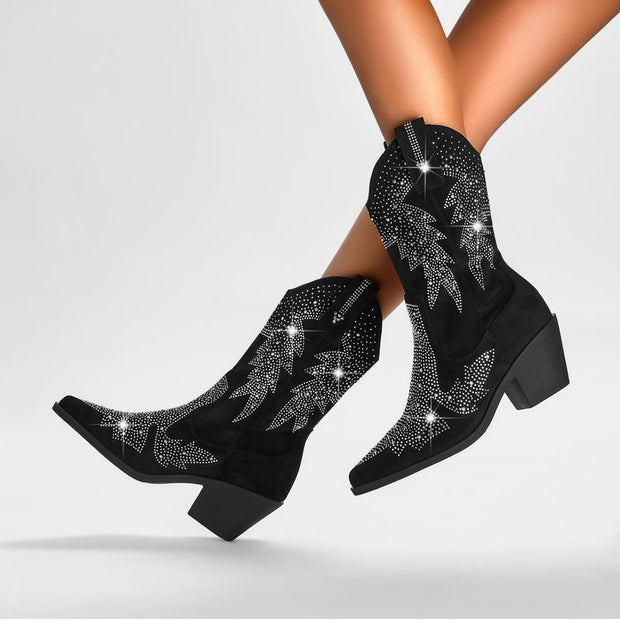 Botines con brillantes diamantes de imitación para mujer
