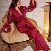 Conjunto de camisón ligero de lujo con encaje suave para mujer