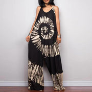 Mono holgado de pierna ancha con estampado tie-dye y lazo