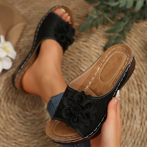 Pantuflas peep-toe con suela gruesa para mujer con personalidad de moda