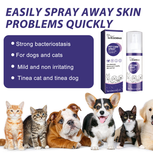 Spray para el cuidado de mascotas, cuidado de heridas en la piel de perros y gatos, spray reparador para la picazón y el musgo.