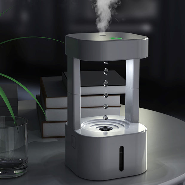 Humidificador de aire acondicionado con forma de gota de agua antigravedad, creativo, silencioso, para el hogar, dormitorio y oficina, con tanque de agua de 580 ml.