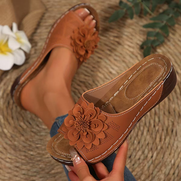 Pantuflas peep-toe con suela gruesa para mujer con personalidad de moda