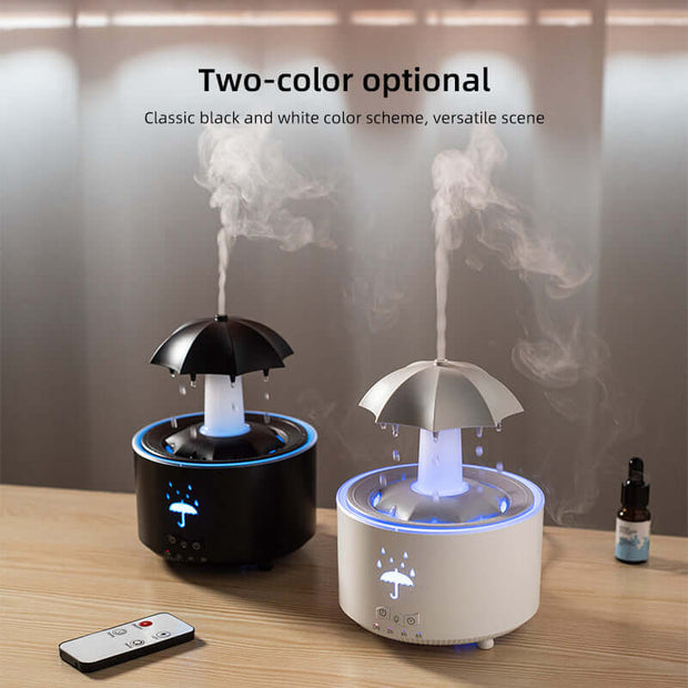 Humidificador de gotas de agua con paraguas giratorio, para el hogar, con niebla densa, luces de arcoíris de escritorio, máquina de aromaterapia con control remoto