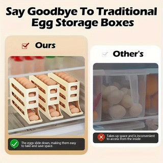 Caja de almacenamiento de huevos rodante con rodillo deslizante automático para conservar la frescura