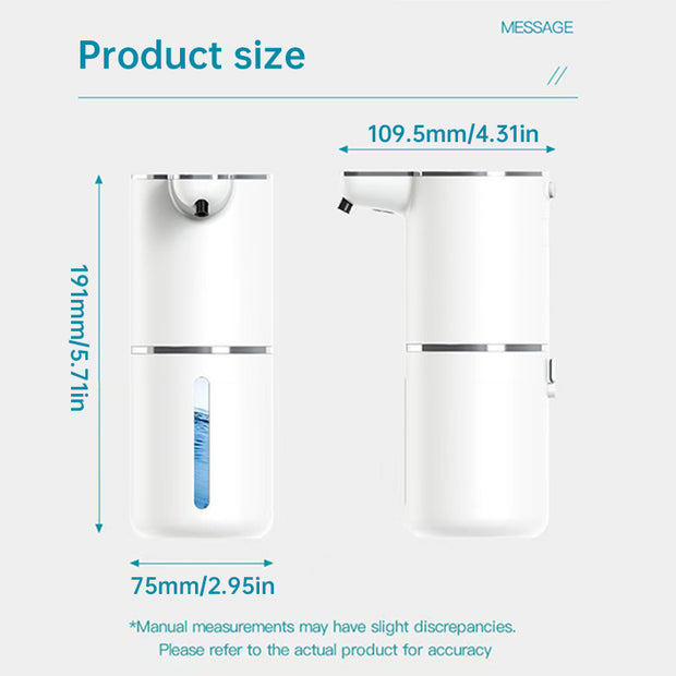 Dispensador de jabón con sensor sin contacto para baño y cocina. Modos de espuma y líquido.