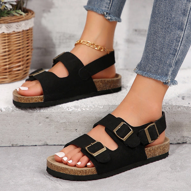 Sandalias de playa de corcho estilo coreano para mujer