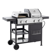 2+2 Combinación de parrilla de gas multifuncional y parrilla cubierta para cocinar al aire libre: barbacoa, barbacoa, pizza