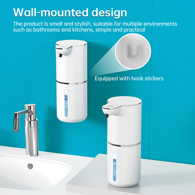 Dispensador de jabón con sensor sin contacto para baño y cocina. Modos de espuma y líquido.
