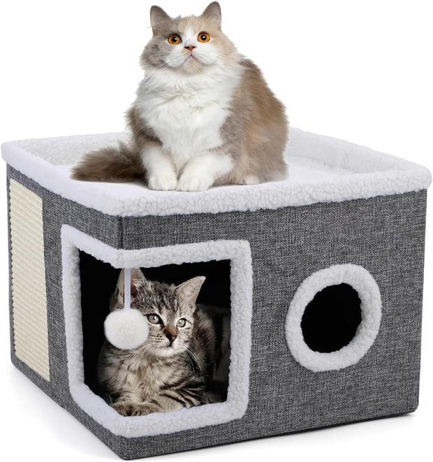 Taburete para mascotas, cama para mascotas, taburete de almacenamiento plegable para interiores, cama para gatos, cama para perros
