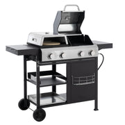 2+2 Combinación de parrilla de gas multifuncional y parrilla cubierta para cocinar al aire libre: barbacoa, barbacoa, pizza
