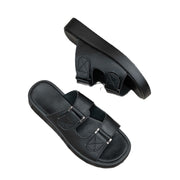 Sandalias de playa informales, de una sola línea, con suela gruesa y cierre de velcro.