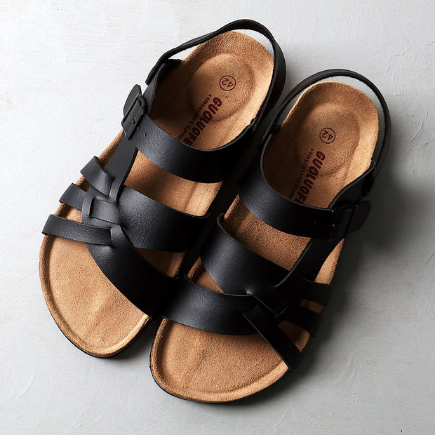 Sandalias de corcho unisex, huecas, de dos vías, planas, de verano, talla grande, para playa