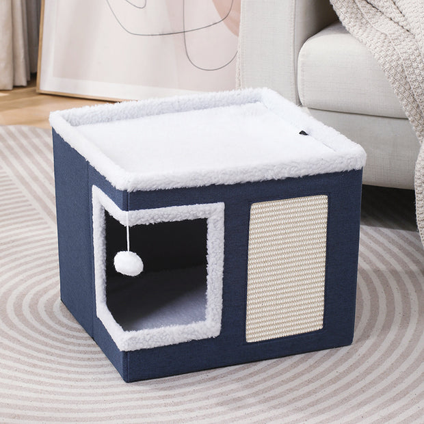 Taburete para mascotas, cama para mascotas, taburete de almacenamiento plegable para interiores, cama para gatos, cama para perros