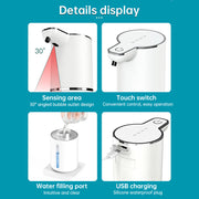 Dispensador de jabón con sensor sin contacto para baño y cocina. Modos de espuma y líquido.