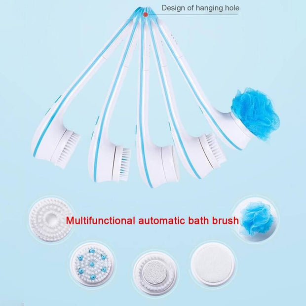 5 en 1 Cepillo de ducha eléctrico para baño exfoliante