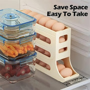 Caja de almacenamiento de huevos rodante con rodillo deslizante automático para conservar la frescura