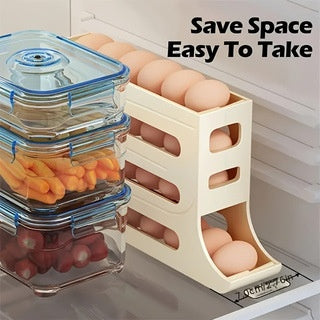 Caja de almacenamiento de huevos rodante con rodillo deslizante automático para conservar la frescura