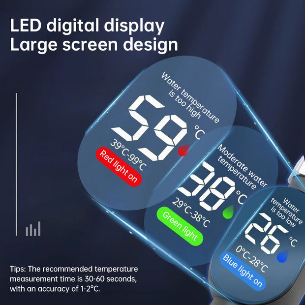 Termómetro de ducha de baño LED negro (0℃~99℃)
