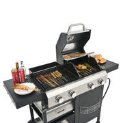 2+2 Combinación de parrilla de gas multifuncional y parrilla cubierta para cocinar al aire libre: barbacoa, barbacoa, pizza