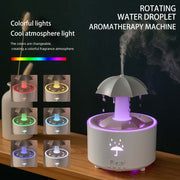 Humidificador de gotas de agua con paraguas giratorio, para el hogar, con niebla densa, luces de arcoíris de escritorio, máquina de aromaterapia con control remoto