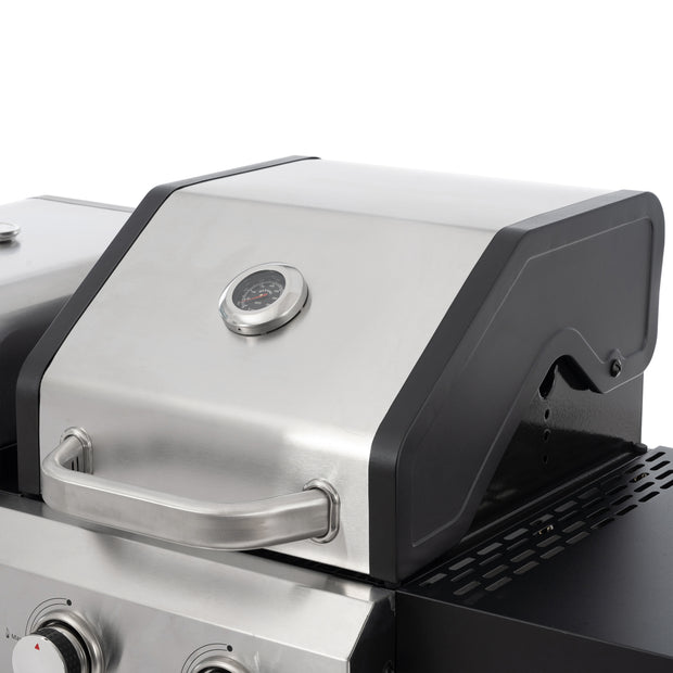 2+2 Combinación de parrilla de gas multifuncional y parrilla cubierta para cocinar al aire libre: barbacoa, barbacoa, pizza