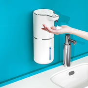 Dispensador de jabón con sensor sin contacto para baño y cocina. Modos de espuma y líquido.