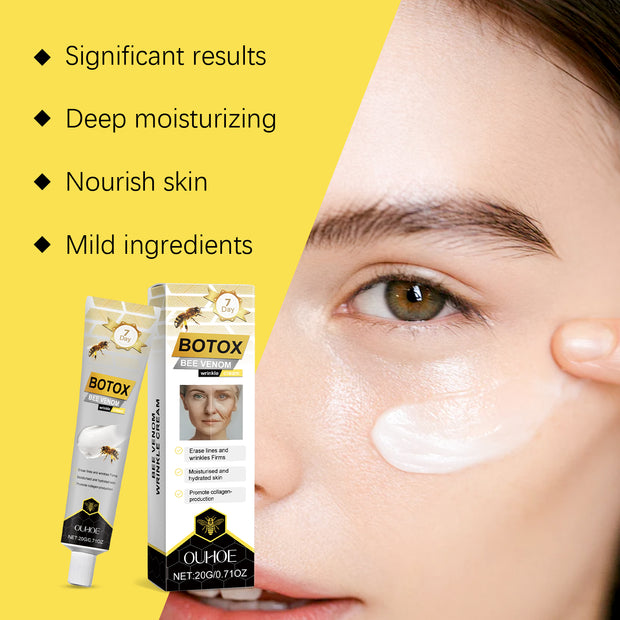 Crema reafirmante con veneno de abeja OUHOE: hidrata, ilumina y reafirma la piel, suavizando y reafirmando la piel.
