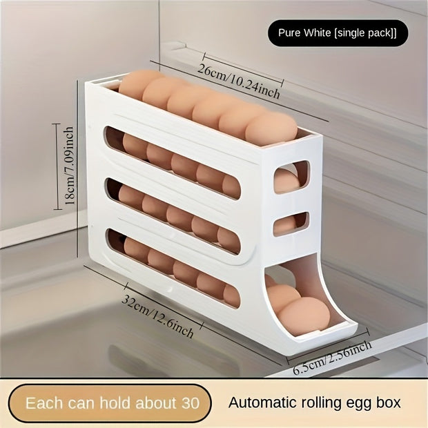 Caja de almacenamiento de huevos rodante con rodillo deslizante automático para conservar la frescura
